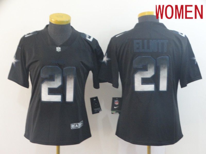 Women Dallas cowboys #21 Elliott Nike Teams Black Smoke Fashion Limited NFL Jerseys->denver broncos->NFL Jersey